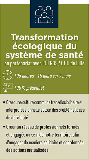 Fiche descriptif de la formation Transformation écologique du système de santé Fiche descriptif de la formation Transformation écologique du système de santé